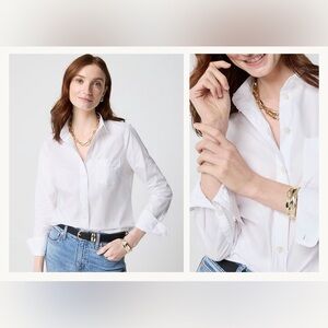 J.Crew White Button-Up cotton poplin shirt in signature fit Size M